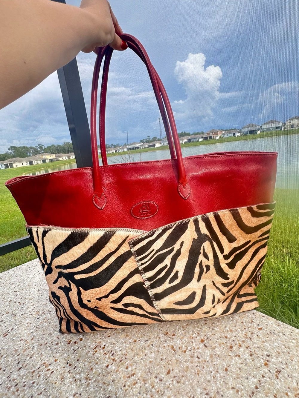 Terrida Leather Zebra Tangaroa XL Travel Tote Bag